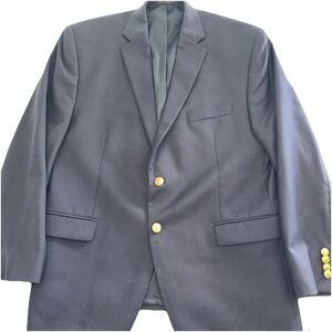 Lauren Ralph Lauren Mens Blazer Navy Blue 100% Wool Gold 2 Button Sport Coat 43S